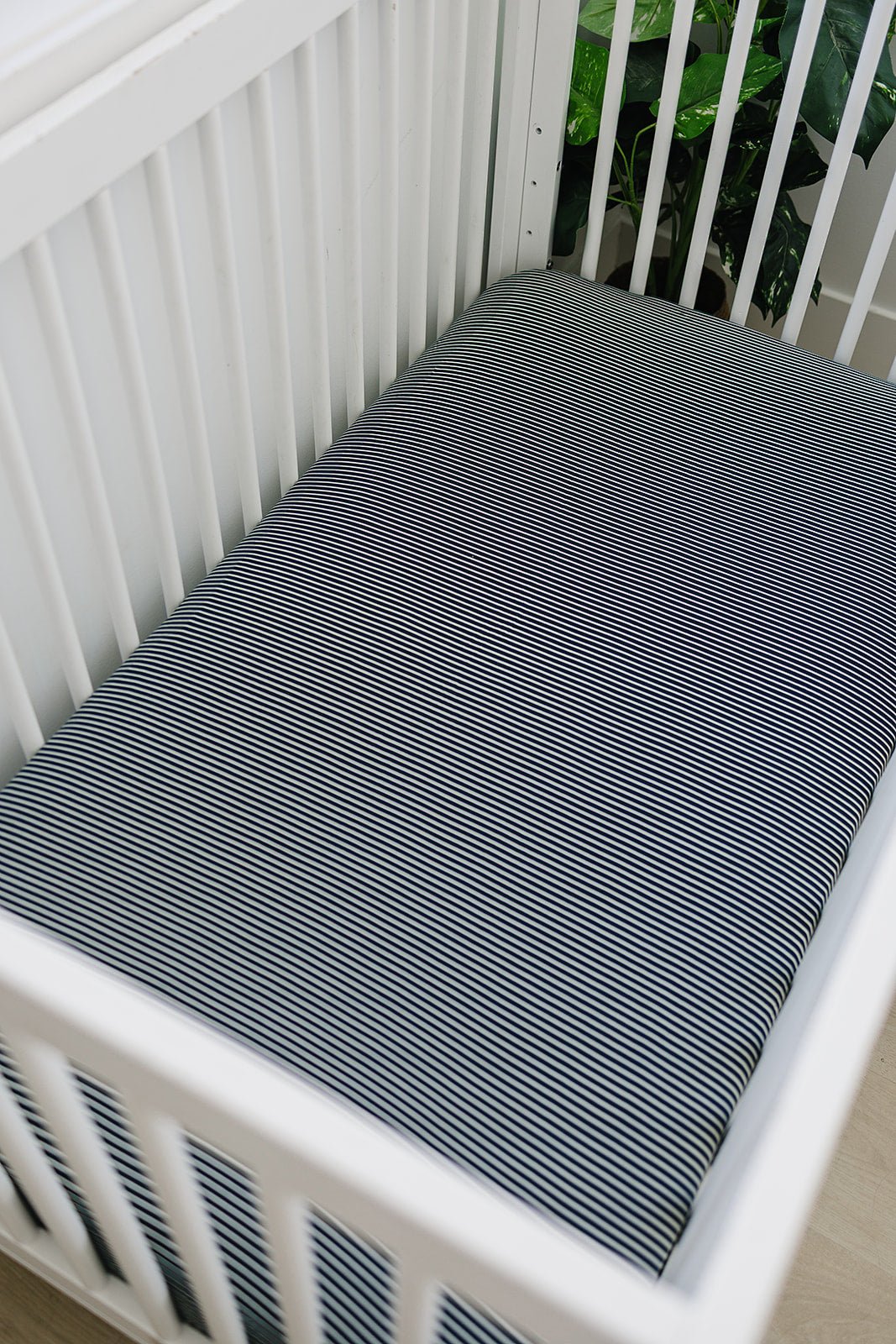 Navy Stripes Bamboo Crib Sheet - Blissfully Lavender BoutiqueMebie Baby