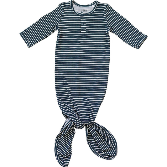 Navy Stripes Bamboo Knot Gown - Blissfully Lavender BoutiqueMebie Baby