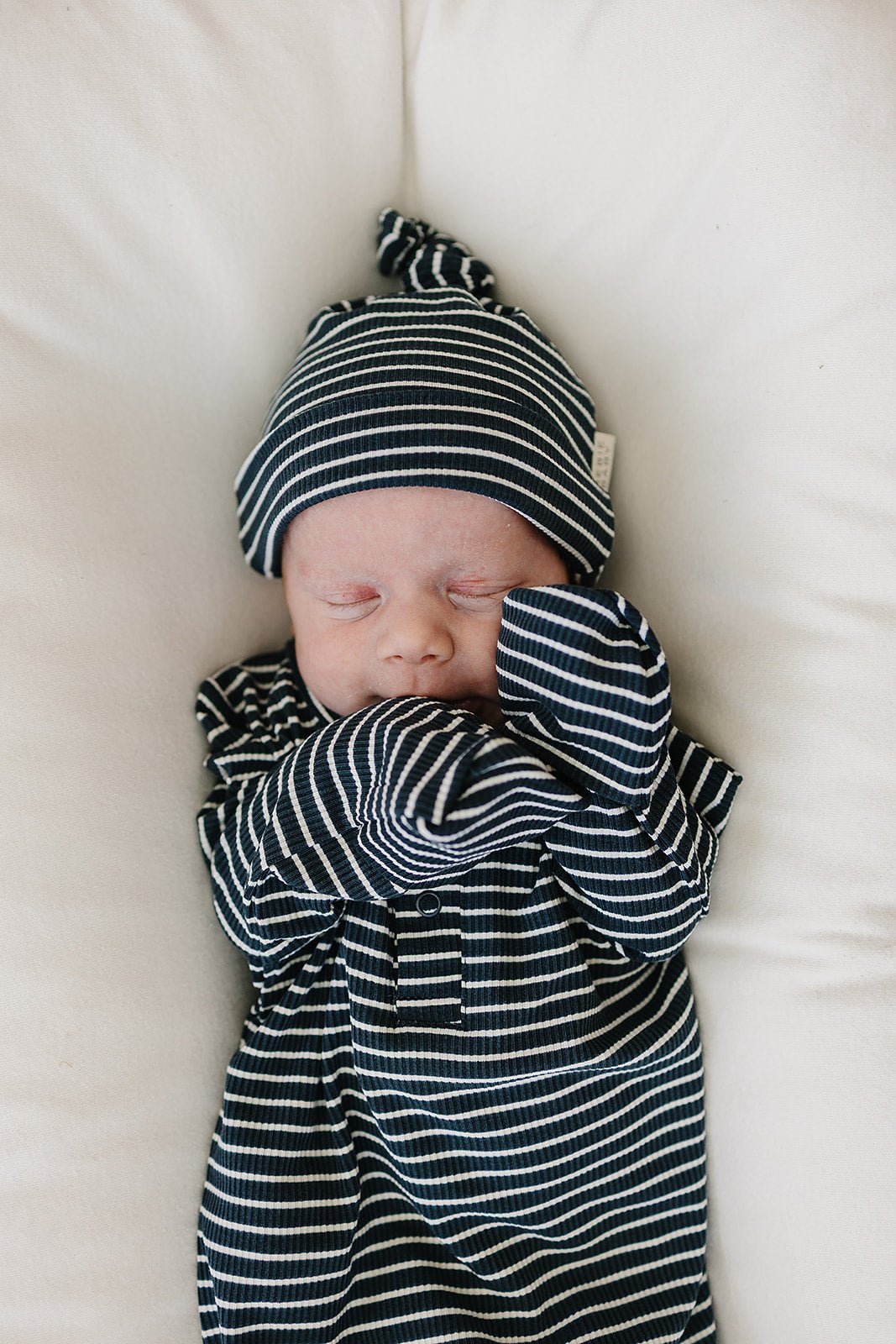 Navy Stripes Bamboo Knot Gown - Blissfully Lavender BoutiqueMebie Baby