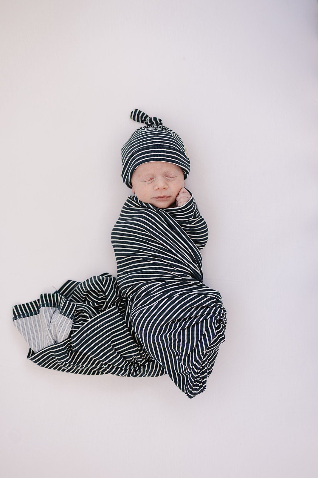 Navy Stripes Bamboo Stretch Swaddle Blanket - Blissfully Lavender BoutiqueMebie Baby