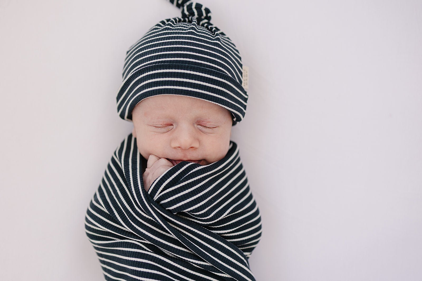 Navy Stripes Bamboo Stretch Swaddle Blanket - Blissfully Lavender BoutiqueMebie Baby