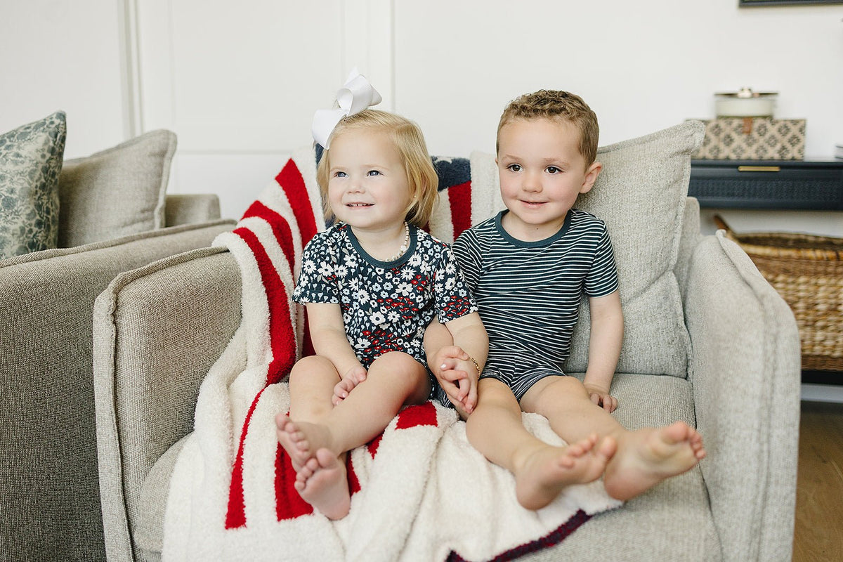 Navy Stripes Bamboo Toddler Short Set - Blissfully Lavender BoutiqueMebie Baby