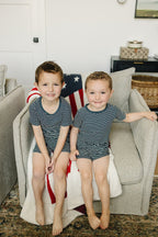 Navy Stripes Bamboo Toddler Short Set - Blissfully Lavender BoutiqueMebie Baby