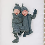 Navy Stripes Bamboo Zipper Pajamas - Blissfully Lavender BoutiqueMebie Baby
