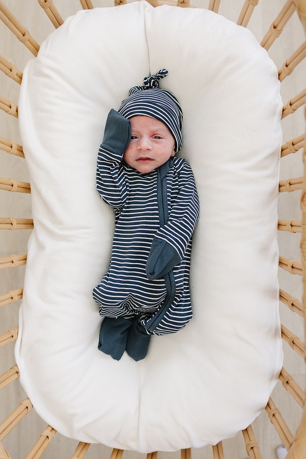 Navy Stripes Bamboo Zipper Pajamas - Blissfully Lavender BoutiqueMebie Baby