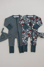 Navy Stripes Bamboo Zipper Pajamas - Blissfully Lavender BoutiqueMebie Baby