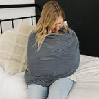 Navy Stripes Ribbed Bamboo Multi - Use Cover - Blissfully Lavender BoutiqueMebie Baby