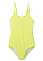 Neon Yellow Adjustable Straps Swimsuit