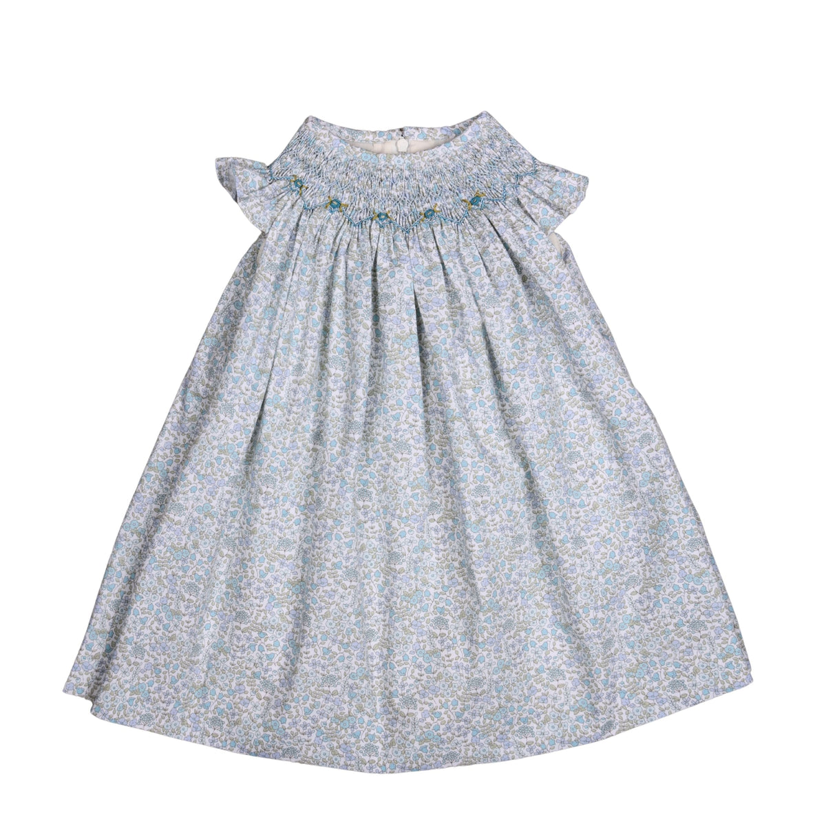 Nicole Blue Floral Hand Smocked Dress