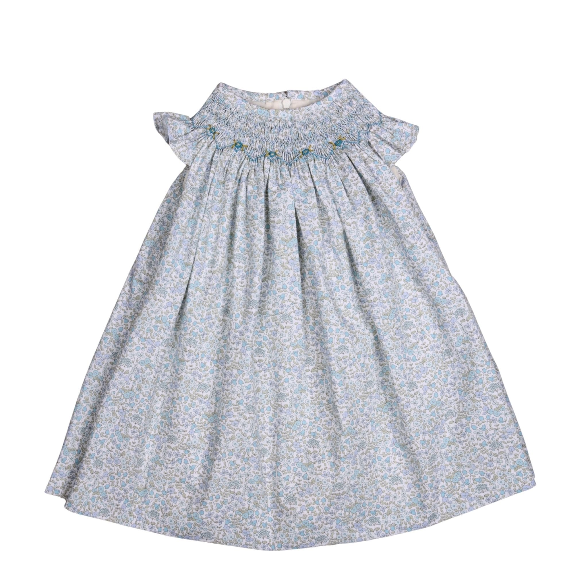 Nicole Blue Floral Hand Smocked Dress - Blissfully Lavender BoutiqueBebe Sweeny