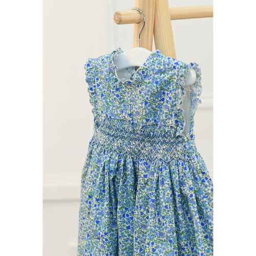 Nina Blue Floral Cotton Dress