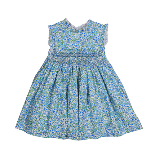 Nina Blue Floral Cotton Dress