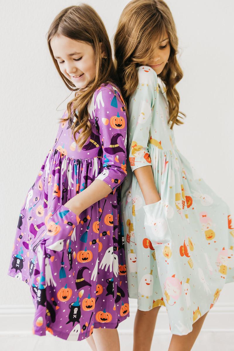 No Tricks, Just Treats 3/4 Sleeve Pocket Twirl Dress - Blissfully Lavender BoutiqueMila & Rose ®