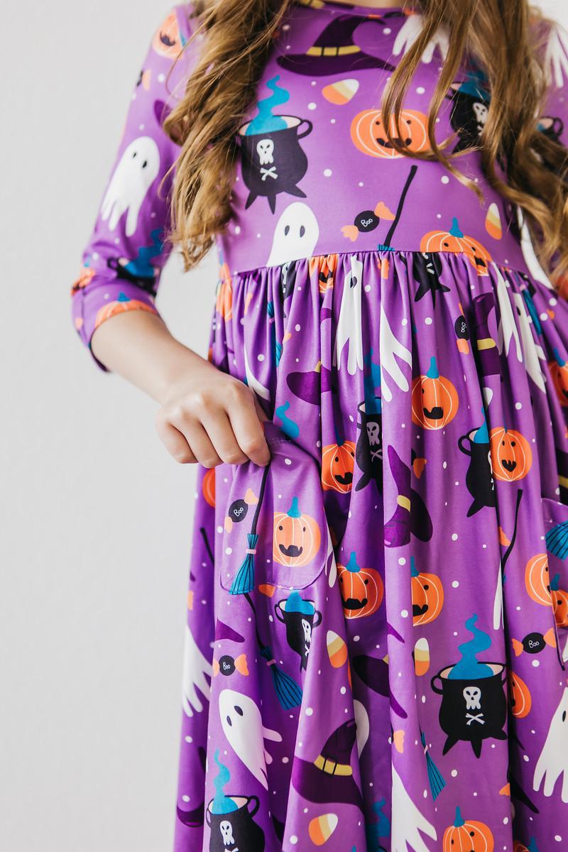 No Tricks, Just Treats 3/4 Sleeve Pocket Twirl Dress - Blissfully Lavender BoutiqueMila & Rose ®