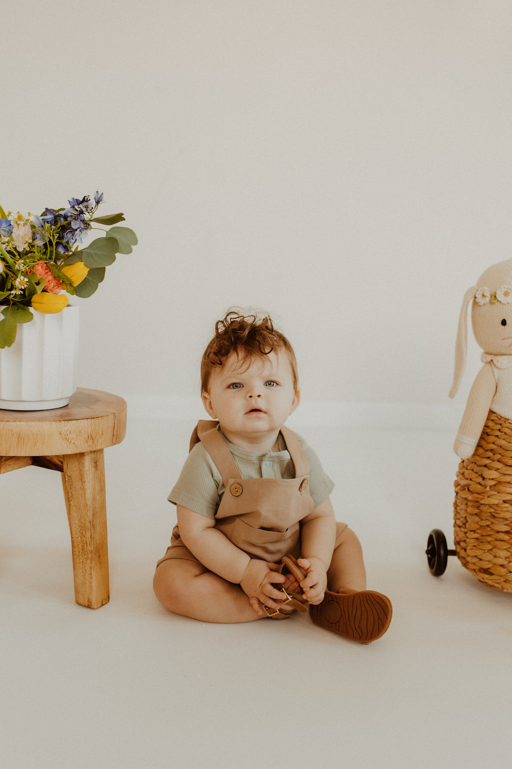 Baby Dusty Blue Cotton Ribbed Onesie