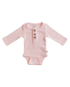 Organic 3 Button Bodysuit | Pink