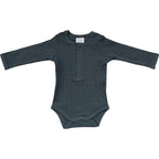 Organic Charcoal Snap Long Sleeve Ribbed Bodysuit - Blissfully Lavender BoutiqueMebie Baby