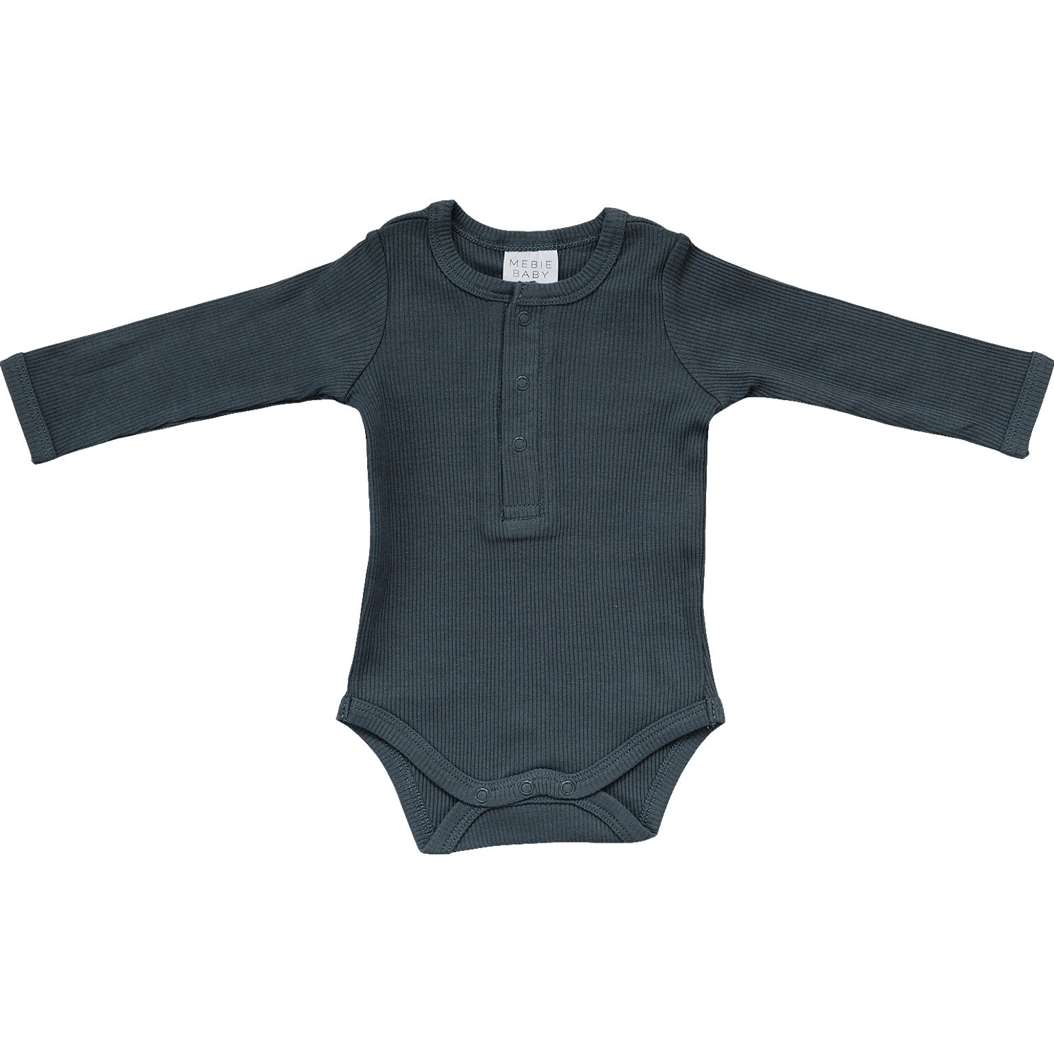 Organic Charcoal Snap Long Sleeve Ribbed Bodysuit - Blissfully Lavender BoutiqueMebie Baby