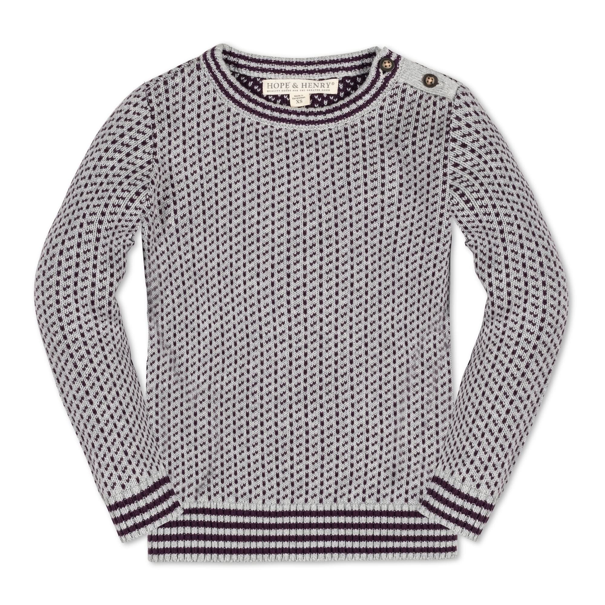 Organic Intarsia Crew Neck Sweater - Blissfully Lavender BoutiqueHope & Henry