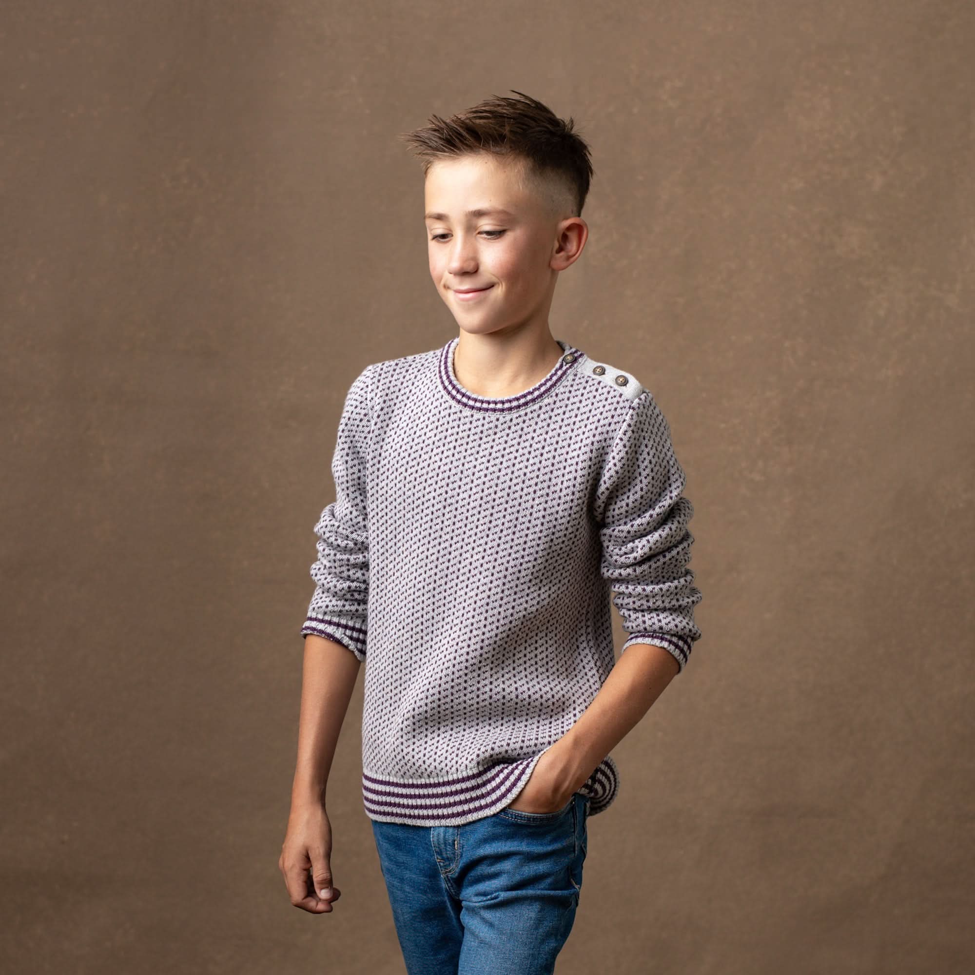 Organic Intarsia Crew Neck Sweater - Blissfully Lavender BoutiqueHope & Henry