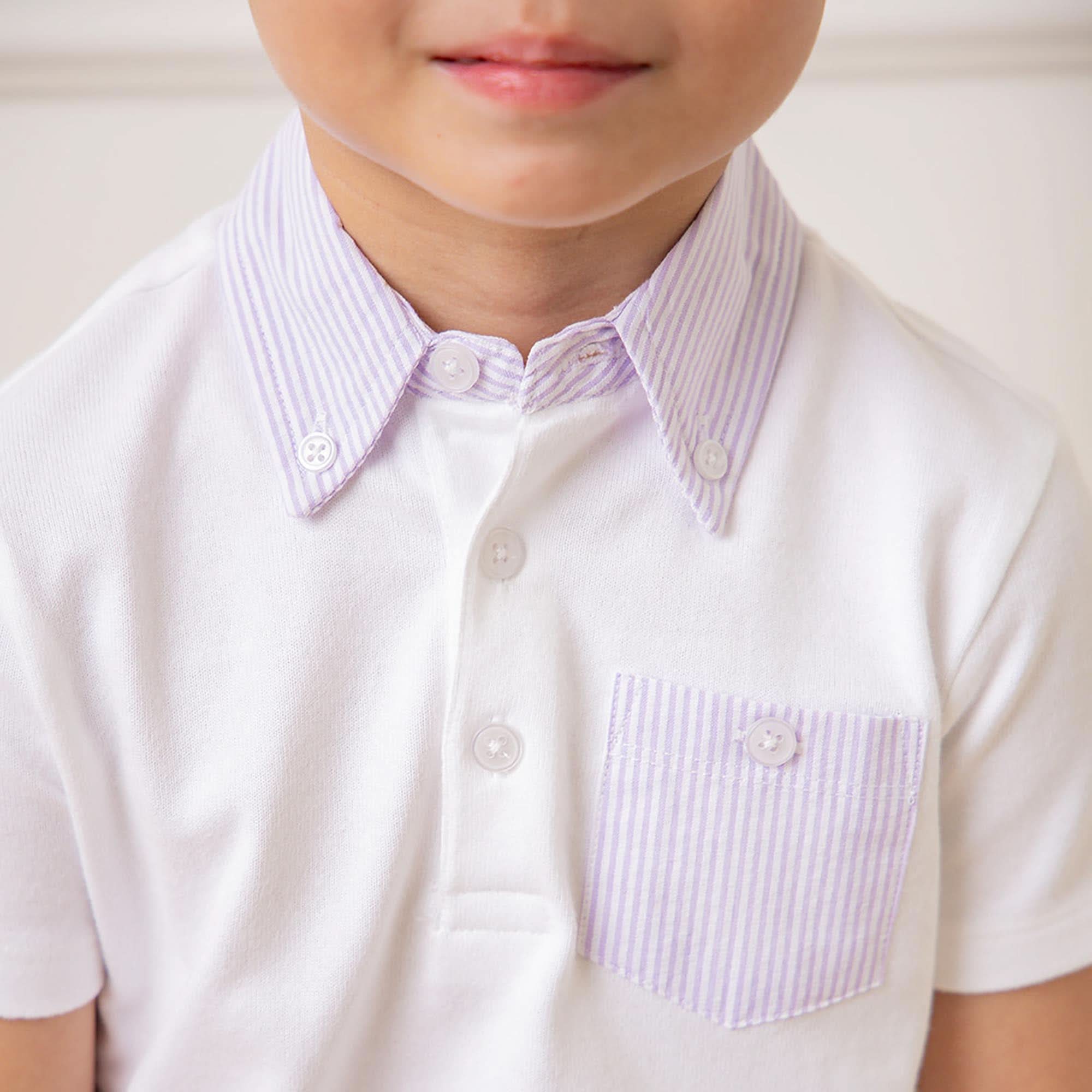 Organic Jersey Polo with Seersucker Trim - Blissfully Lavender BoutiqueHope & Henry