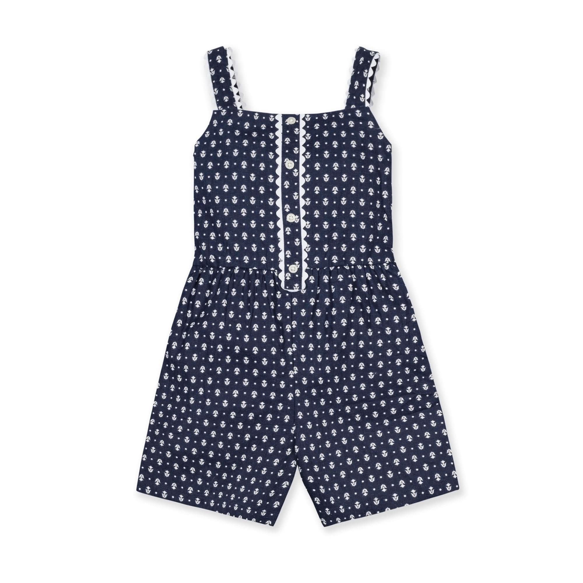 Organic Scallop Trim Button Romper - Blissfully Lavender BoutiqueHope & Henry