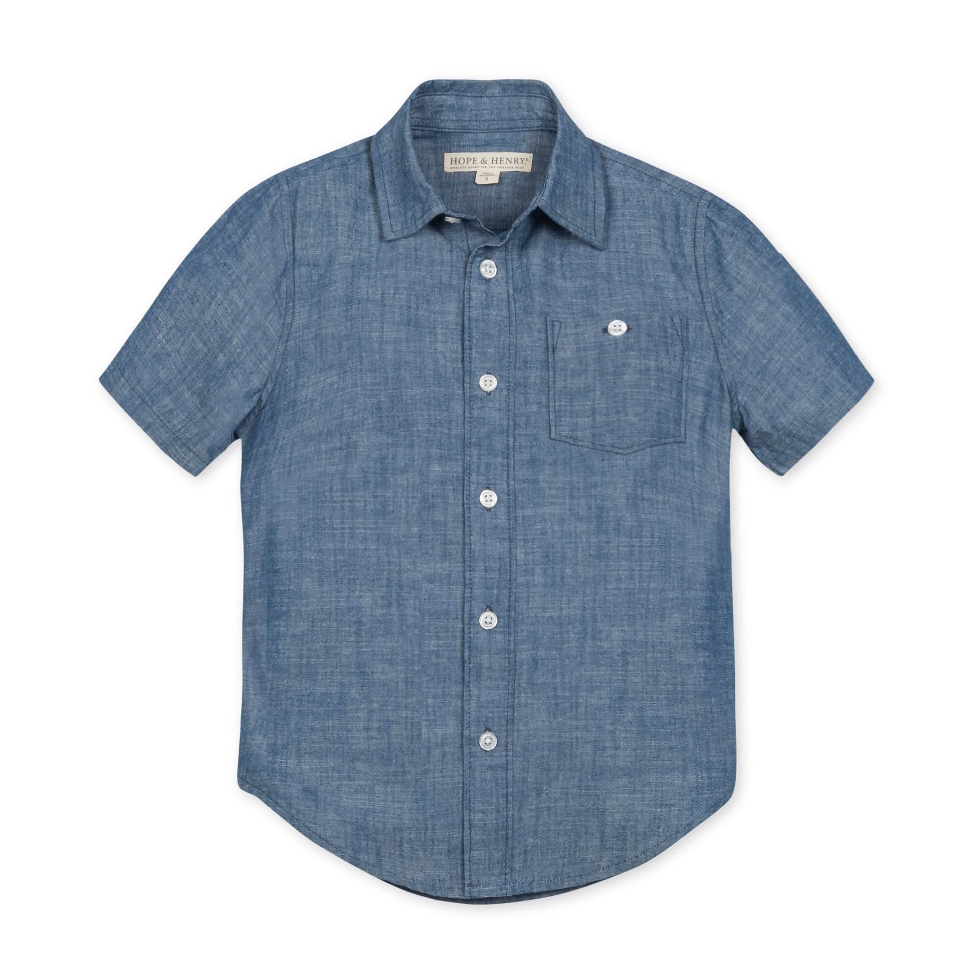 Organic Short Sleeve Chambray Shirt - Blissfully Lavender BoutiqueHope & Henry