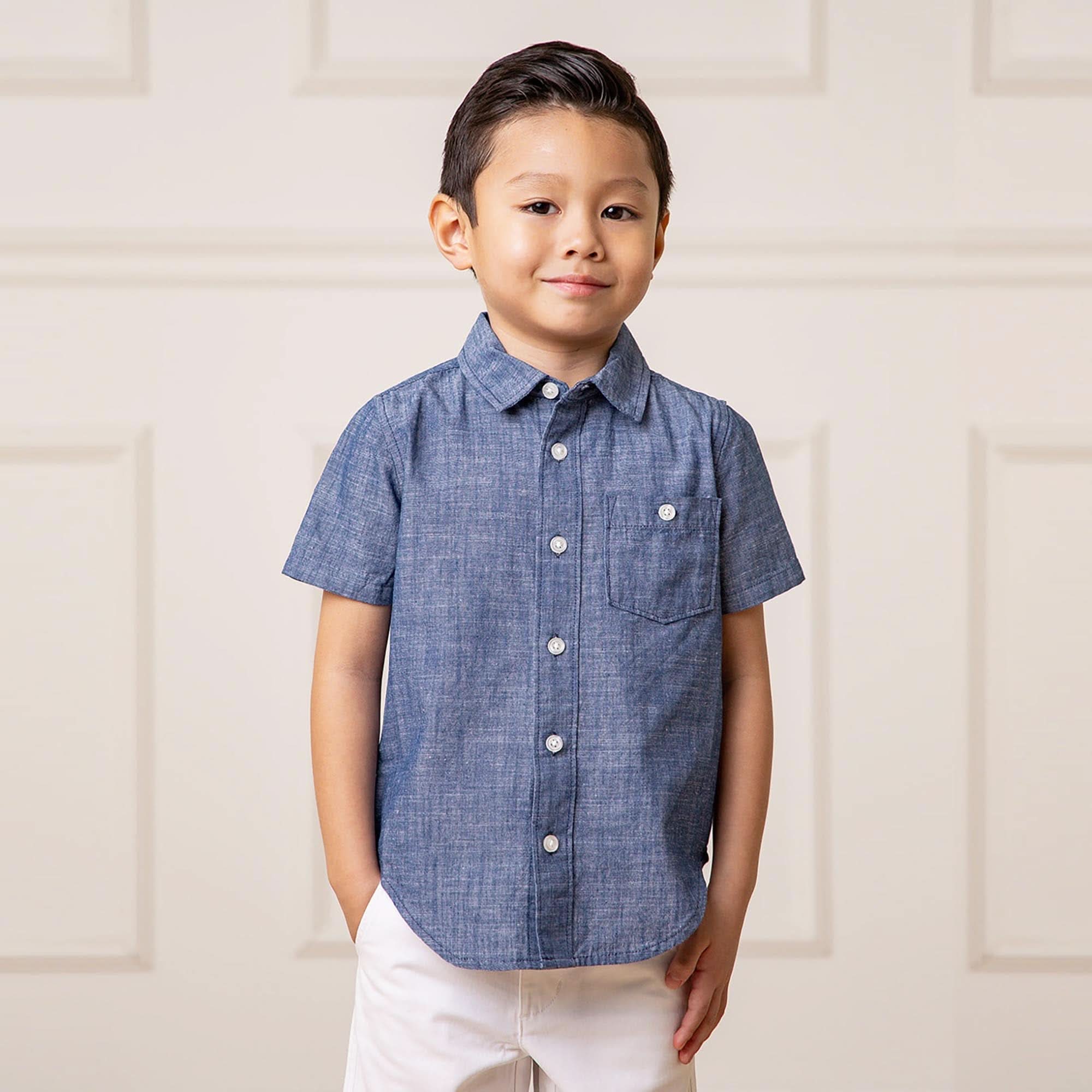 Organic Short Sleeve Chambray Shirt - Blissfully Lavender BoutiqueHope & Henry