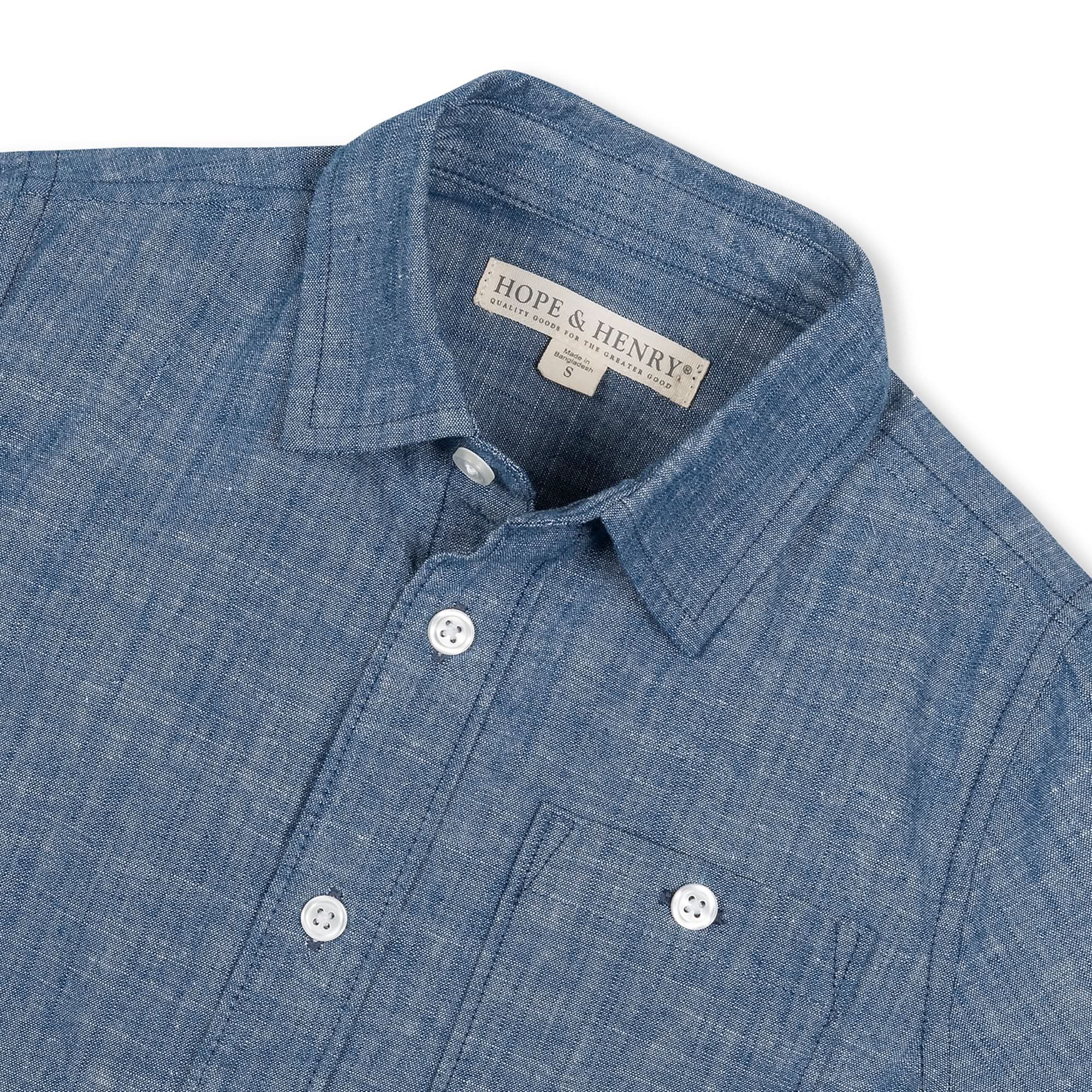 Organic Short Sleeve Chambray Shirt - Blissfully Lavender BoutiqueHope & Henry