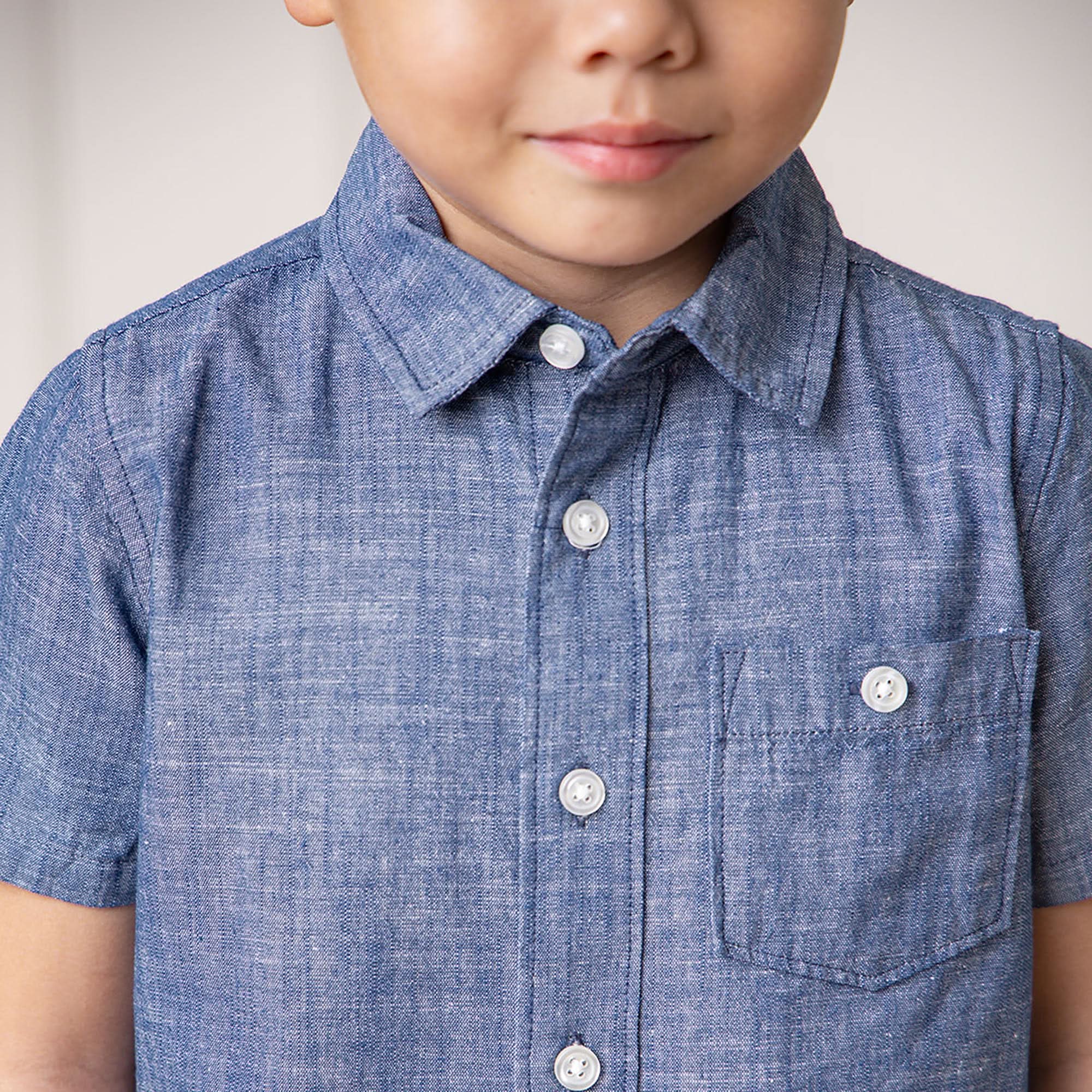 Organic Short Sleeve Chambray Shirt - Blissfully Lavender BoutiqueHope & Henry