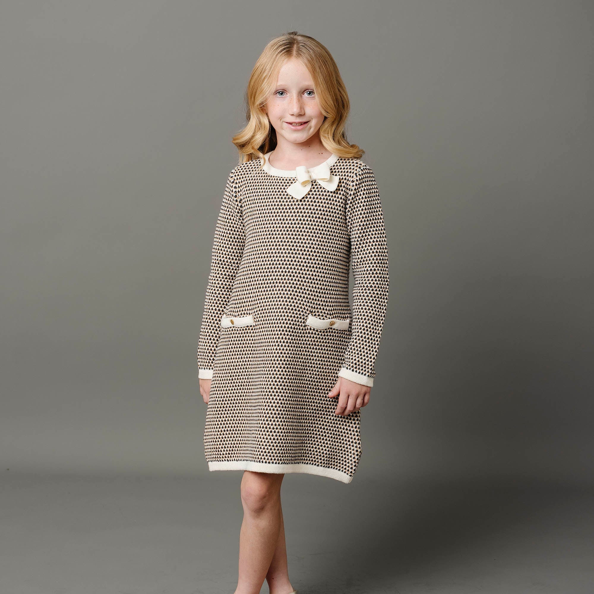 Organic Tweed Bow Sweater Dress - Blissfully Lavender BoutiqueHope & Henry