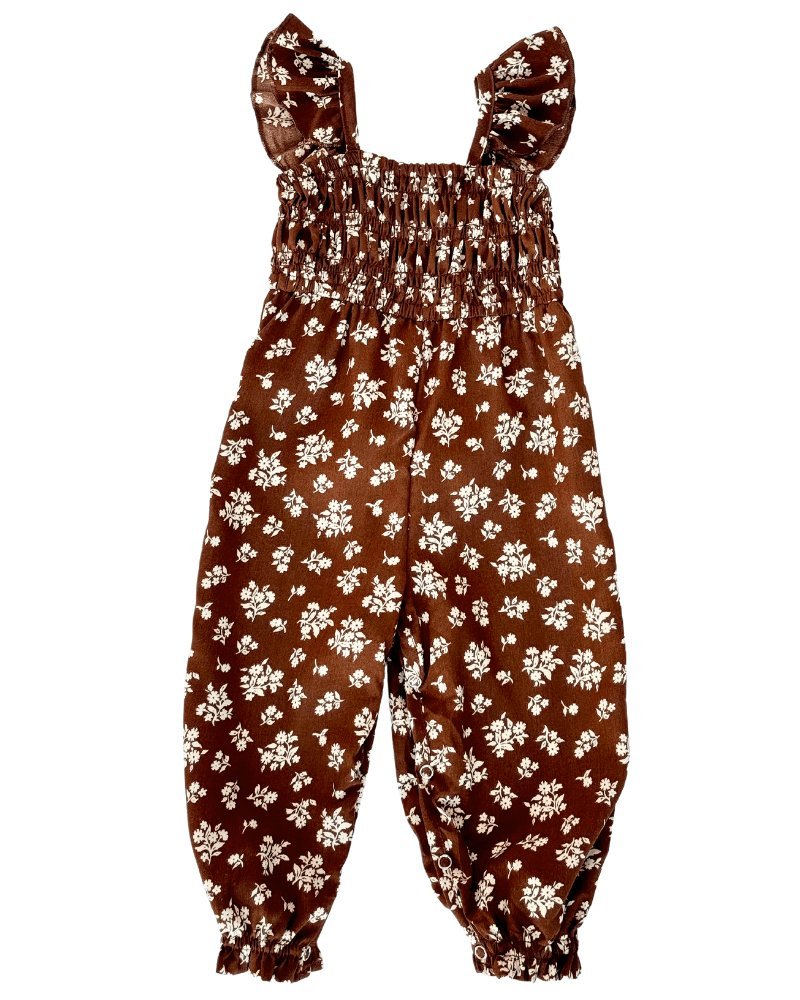 Paisley Smocked Ruffle Jumpsuit - Russet Floral - Blissfully Lavender BoutiqueBailey's Blossoms