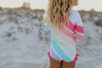 Pastel Rainbow Stripe Zip Rash Guard Swimsuit - Blissfully Lavender BoutiqueOopsie Daisy
