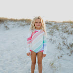 Pastel Rainbow Stripe Zip Rash Guard Swimsuit - Blissfully Lavender BoutiqueOopsie Daisy
