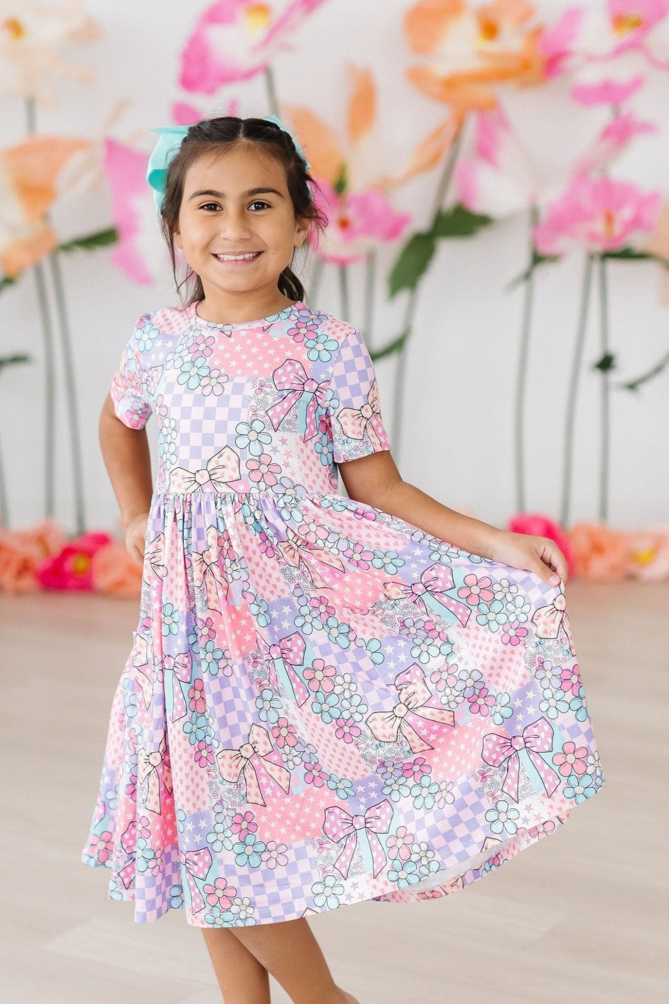 Patchwork Princess S/S Pocket Twirl Dress - Blissfully Lavender BoutiqueMila & Rose ®