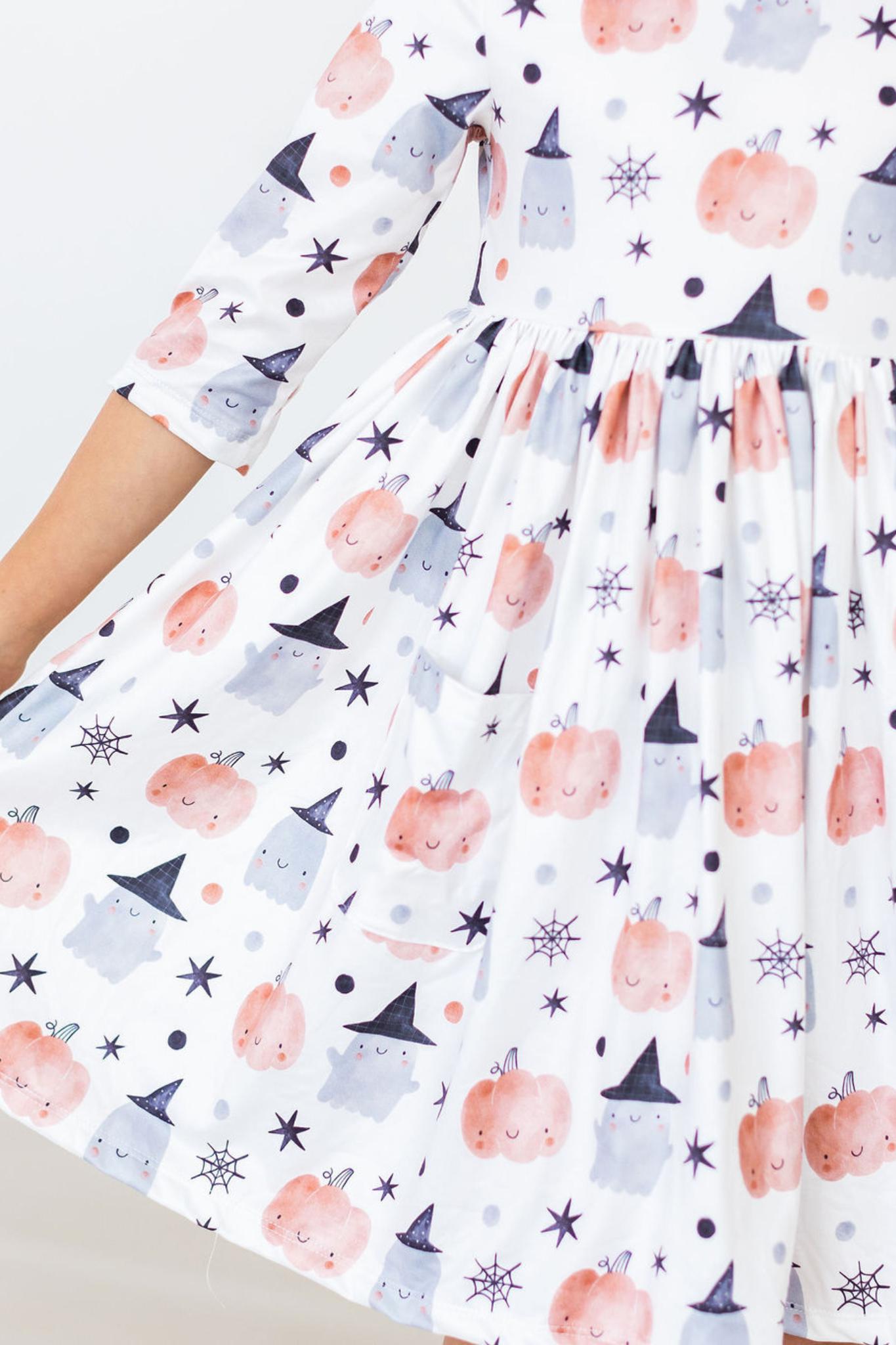 Peek - a - Boo 3/4 Sleeve Pocket Twirl Dress - Blissfully Lavender BoutiqueMila & Rose ®