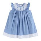 Periwinkle Blue Crosses Smocked Bishop Dress