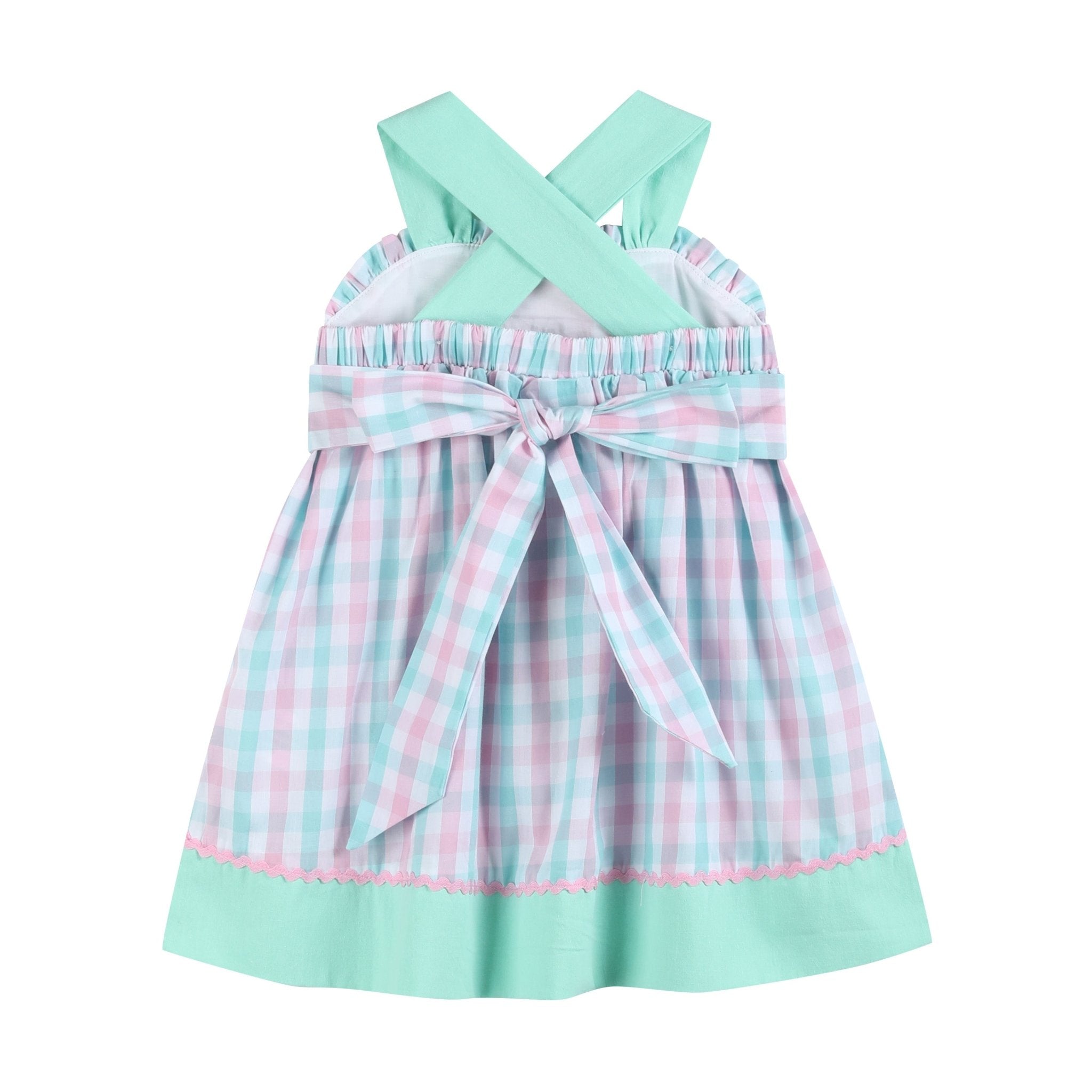 Pink & Aqua Seashell Smocked Sundress