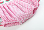 Pink and Green Smocked Bubble Ruffle Romper