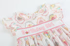 Pink & White Birthday Girl Smocked Dress
