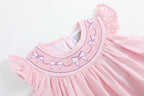 Pink & White Bows Smocked Bishop Dress