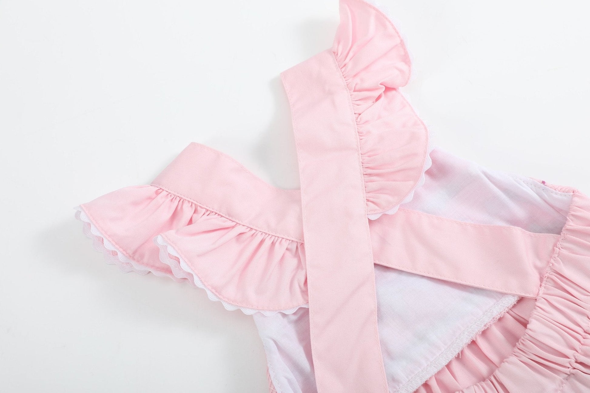 Pink & White Bows Smocked Ruffle Romper