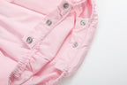 Pink and White bows Smocked Ruffle Romper