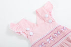 Pink & White Bows Smocked Ruffle Romper