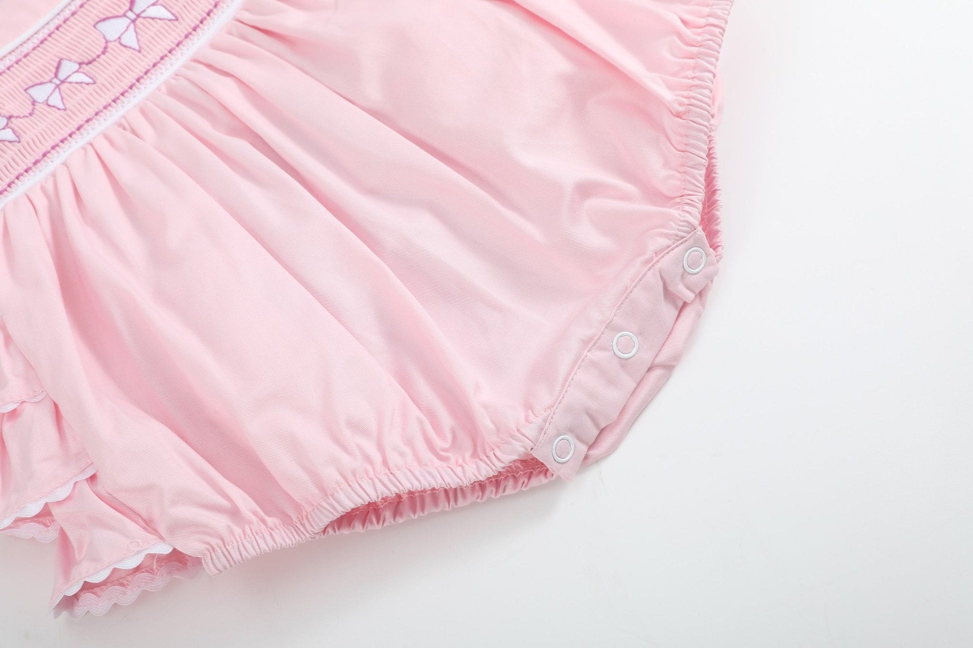 Pink & White Bows Smocked Ruffle Romper