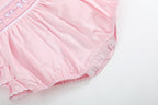 Pink and White bows Smocked Ruffle Romper