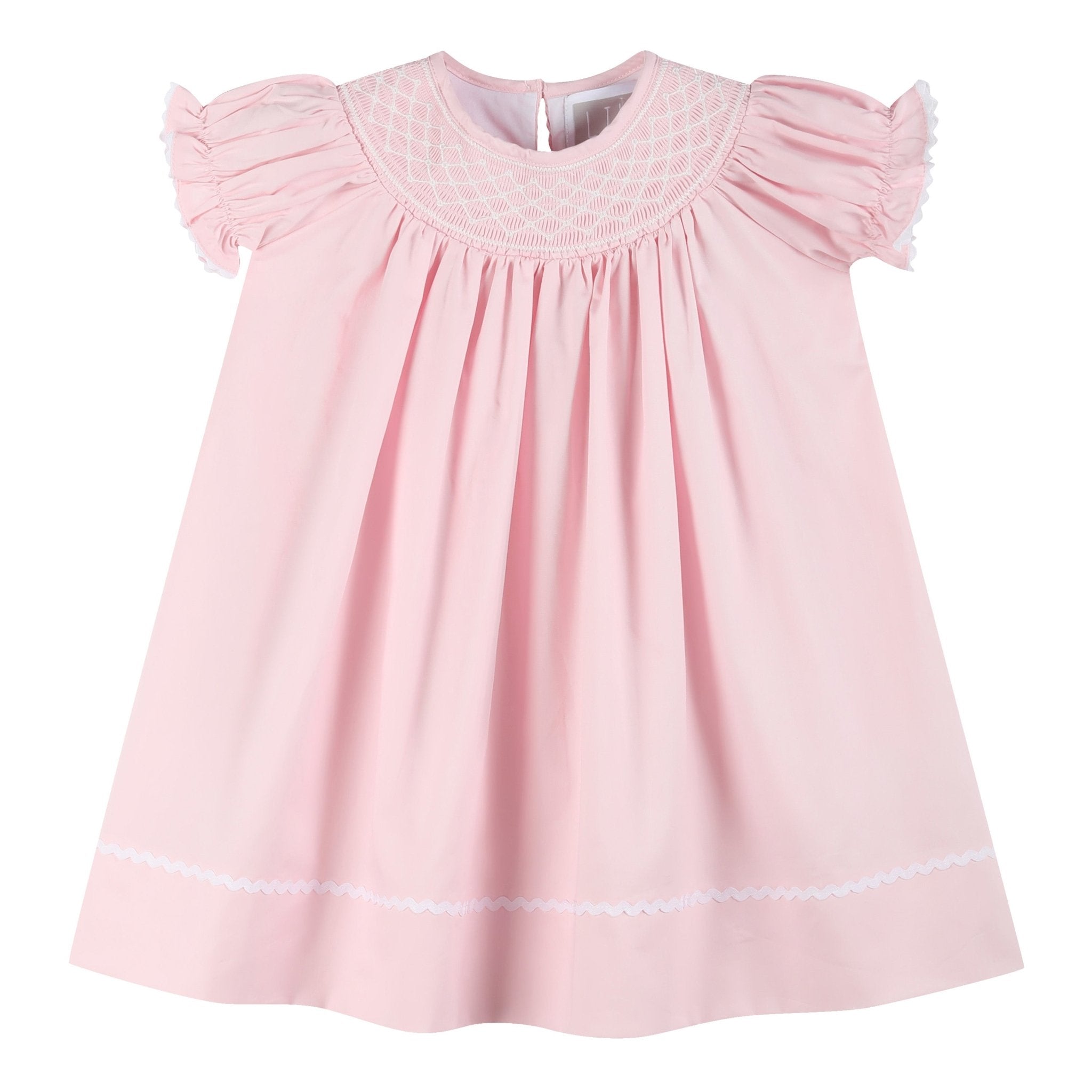 Pink & White Smocked Bishop Dress