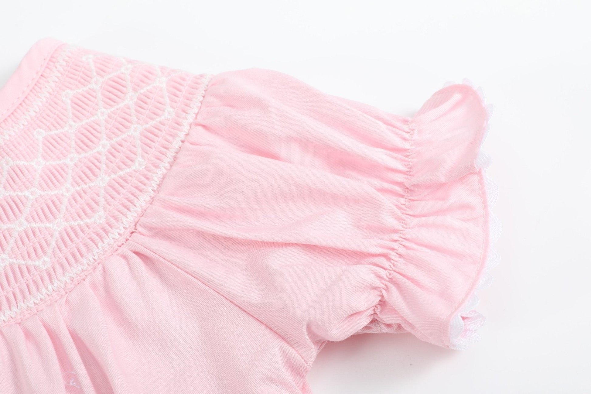 Pink & White Smocked Bubble Romper