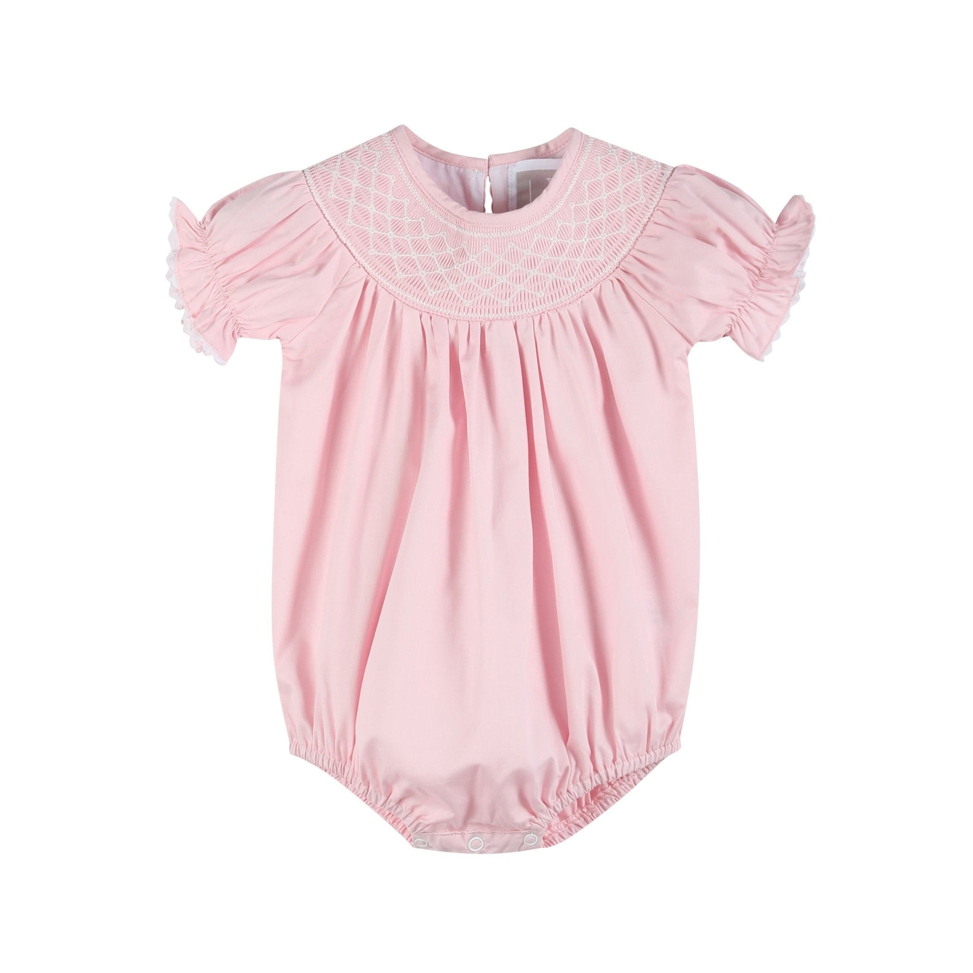 Pink & White Smocked Bubble Romper