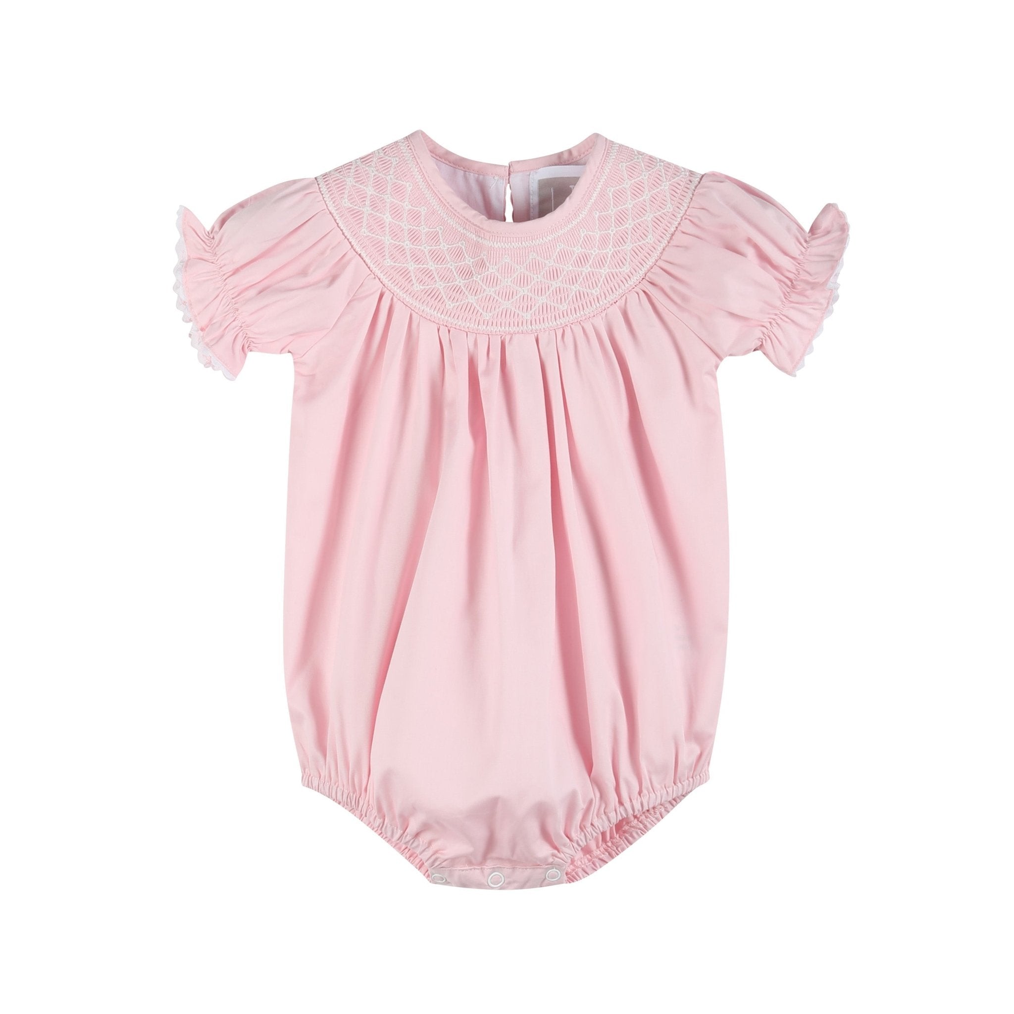 Pink & White Smocked Bubble Romper